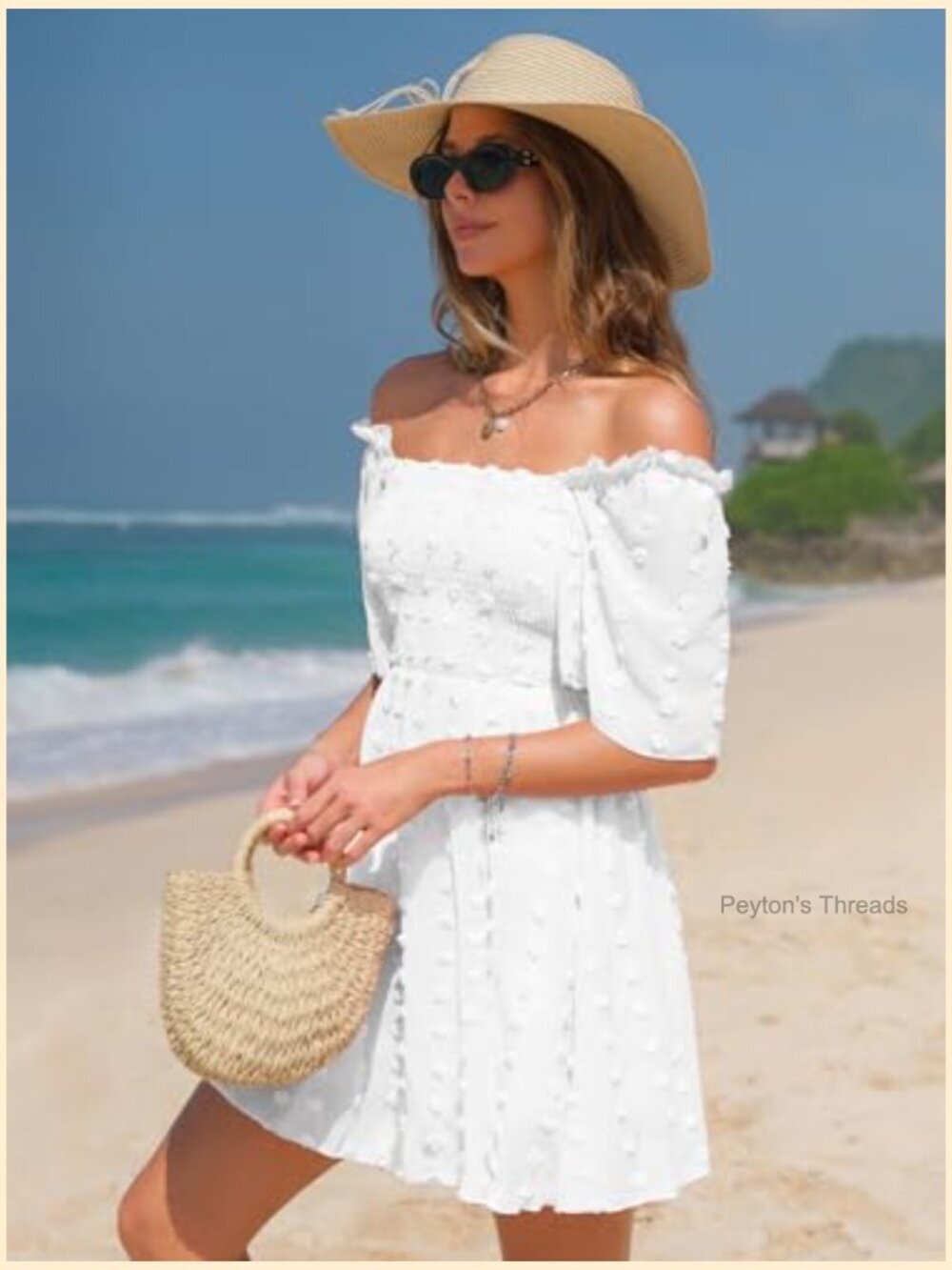 Swiss Dot Square Neck Ruffle Mini Dress Short Sleeve Flowy Beach Graduation - Picture 3 of 7